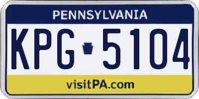 PA license plate KPG5104