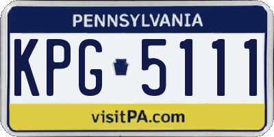 PA license plate KPG5111