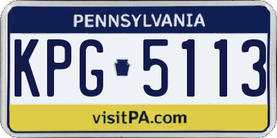 PA license plate KPG5113