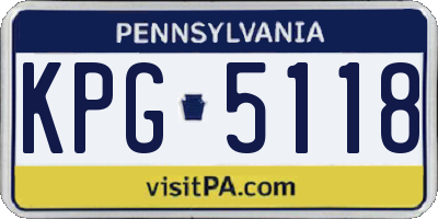 PA license plate KPG5118