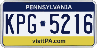 PA license plate KPG5216