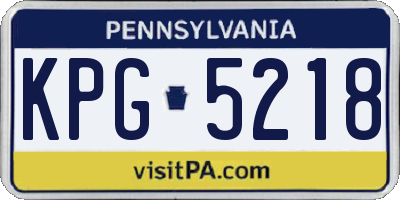 PA license plate KPG5218