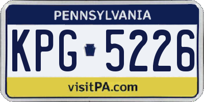 PA license plate KPG5226