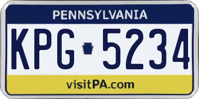PA license plate KPG5234
