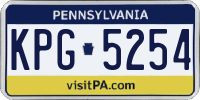 PA license plate KPG5254