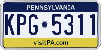 PA license plate KPG5311