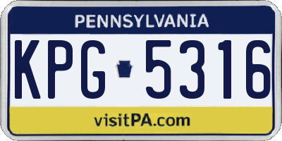 PA license plate KPG5316