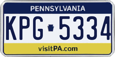PA license plate KPG5334