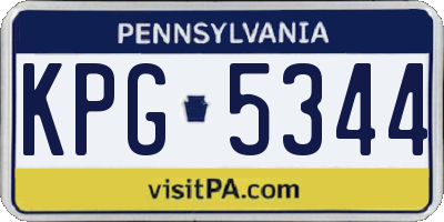 PA license plate KPG5344
