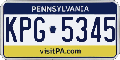 PA license plate KPG5345