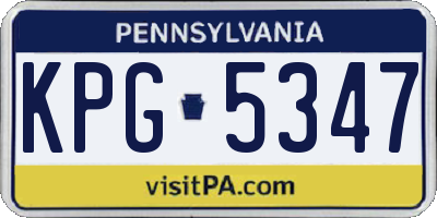 PA license plate KPG5347