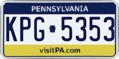 PA license plate KPG5353