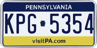 PA license plate KPG5354
