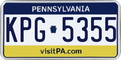 PA license plate KPG5355