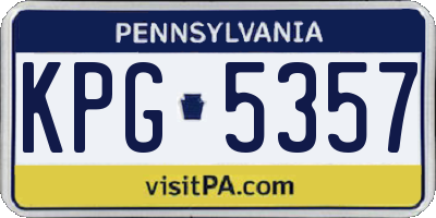 PA license plate KPG5357
