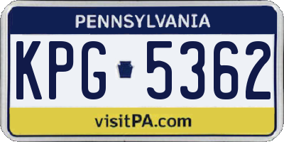 PA license plate KPG5362