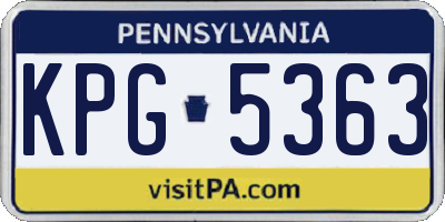 PA license plate KPG5363