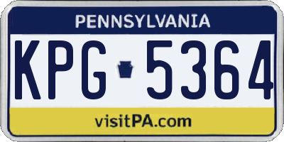 PA license plate KPG5364