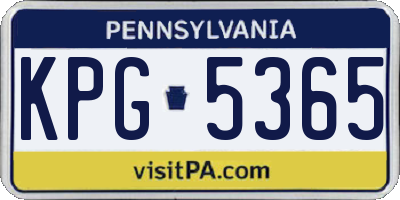 PA license plate KPG5365