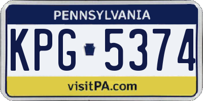 PA license plate KPG5374