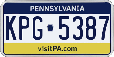 PA license plate KPG5387
