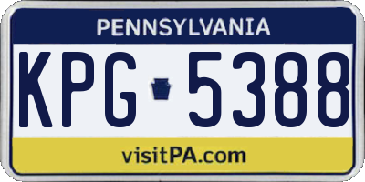 PA license plate KPG5388