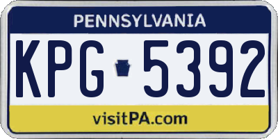 PA license plate KPG5392