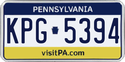PA license plate KPG5394