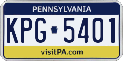 PA license plate KPG5401