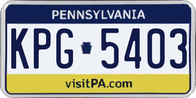 PA license plate KPG5403