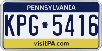 PA license plate KPG5416