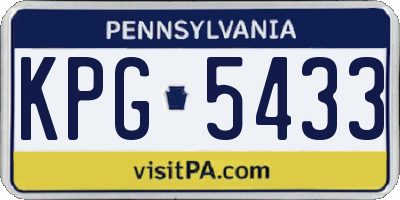 PA license plate KPG5433