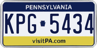 PA license plate KPG5434