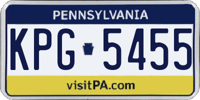 PA license plate KPG5455