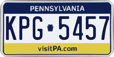 PA license plate KPG5457