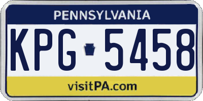 PA license plate KPG5458