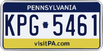 PA license plate KPG5461