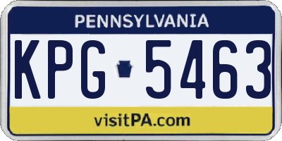 PA license plate KPG5463