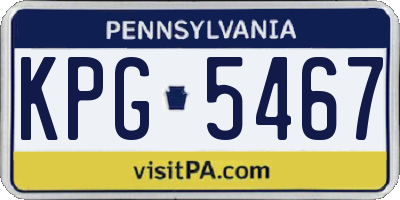 PA license plate KPG5467