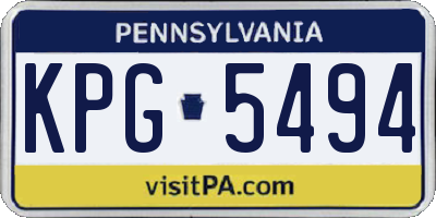 PA license plate KPG5494