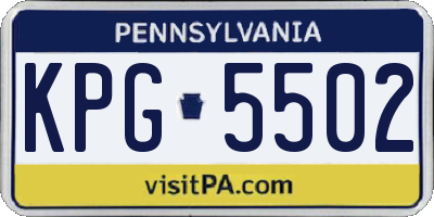 PA license plate KPG5502