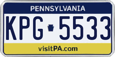 PA license plate KPG5533