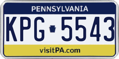 PA license plate KPG5543