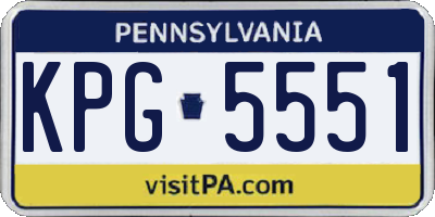 PA license plate KPG5551