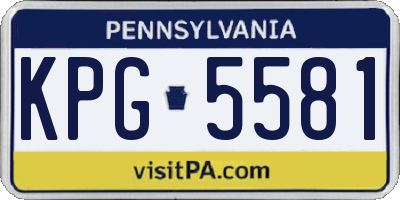 PA license plate KPG5581