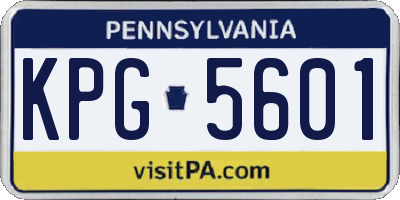 PA license plate KPG5601