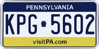 PA license plate KPG5602
