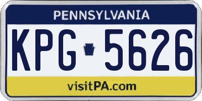 PA license plate KPG5626