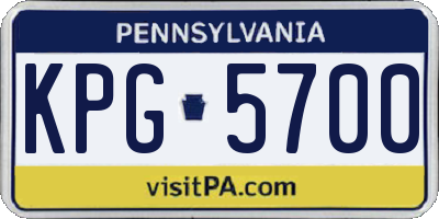 PA license plate KPG5700