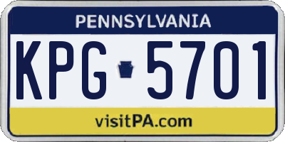 PA license plate KPG5701